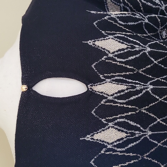 WHBM Metallic Art Deco Dolman Sweater Black Size Medium - Picture 6 of 8